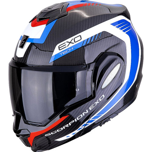 Casco abatible Scorpion Exo-Tech Carbon negro/azul/rojo