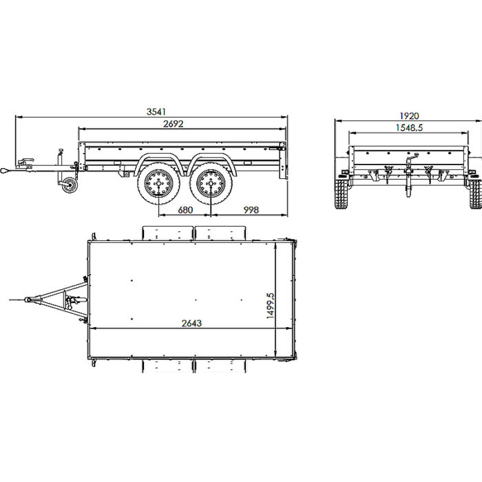 UNITRAILER Garden 265/2, remolque basculante de dos ejes 750 kg - Imagen 2