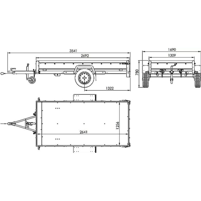 Remolque de jardín UNITRAILER 264 KIPP, un eje, 750 kg - Imagen 3