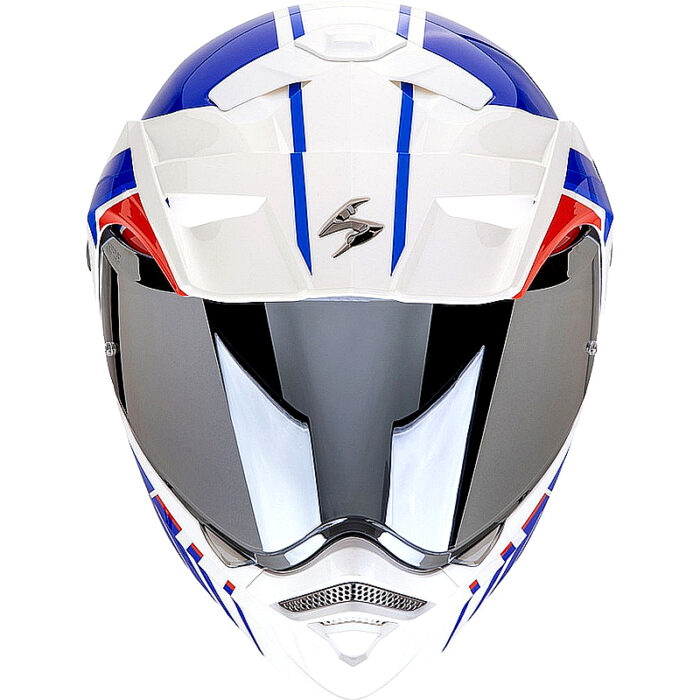 Casco abatible Scorpion ADX-2 blanco/azul/rojo con visera solar - Imagen 3