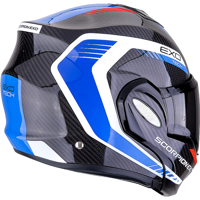 Casco abatible Scorpion Exo-Tech Carbon negro/azul/rojo - Imagen 3