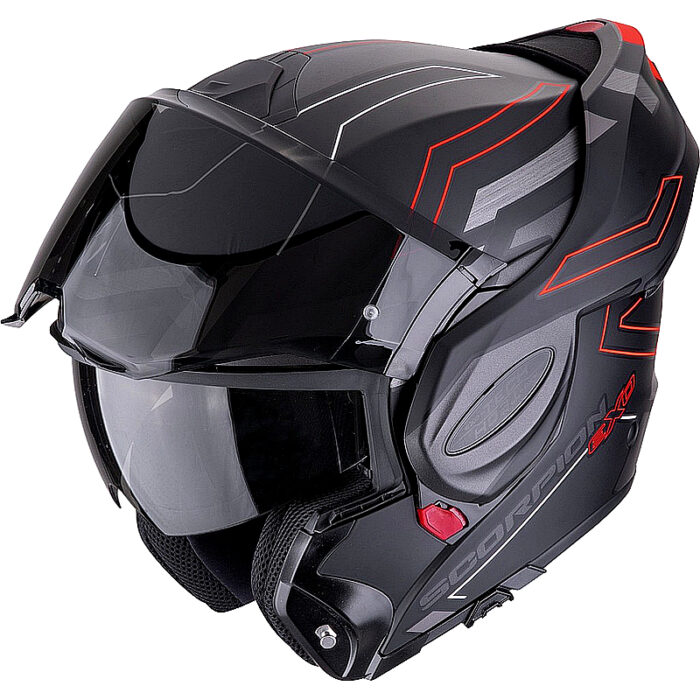 Casco abatible Scorpion Exo Tech Evo Conquer negro/rojo - Imagen 2