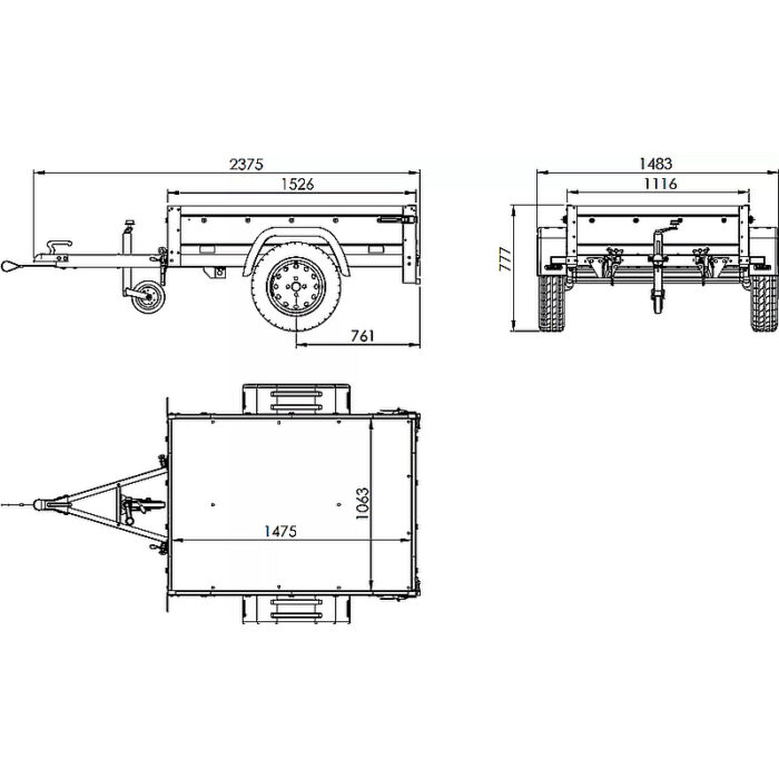 Garden Trailer 150 KIPP con lona y rueda de apoyo - Imagen 2