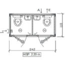 Contenedor sanitario modular SS1 – 2 WC y 2 lavamanos