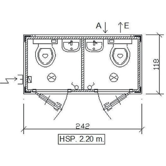 Contenedor sanitario modular SS1 – 2 WC y 2 lavamanos - Imagen 10