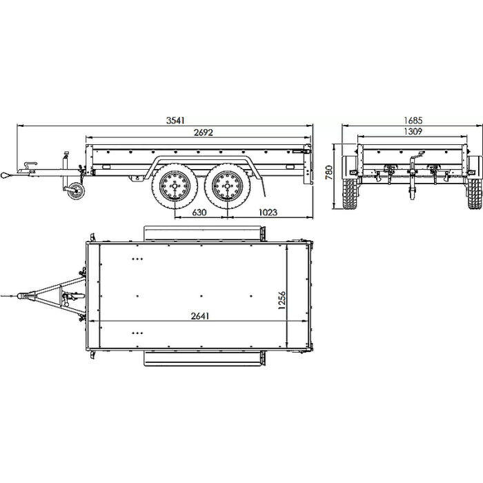 Remolque de jardín UNITRAILER 264/2 KIPP, 750 kg, basculante - Imagen 2