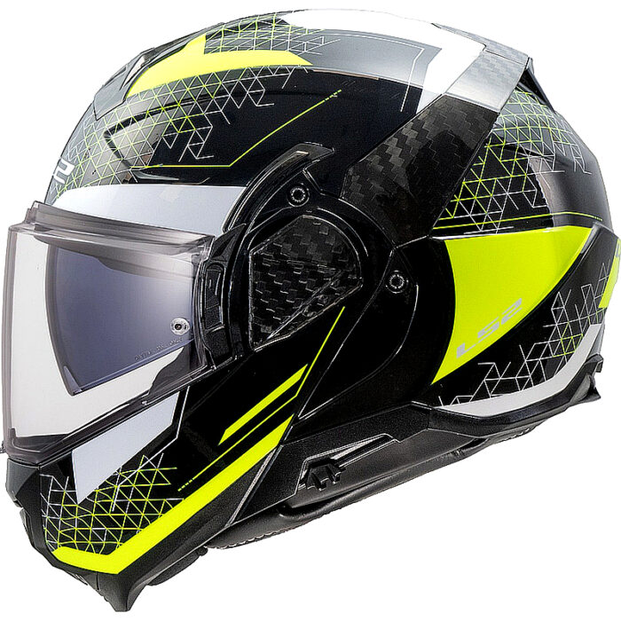 Casco abatible LS2 FF910 Advant II Carbon negro-amarillo - Imagen 2