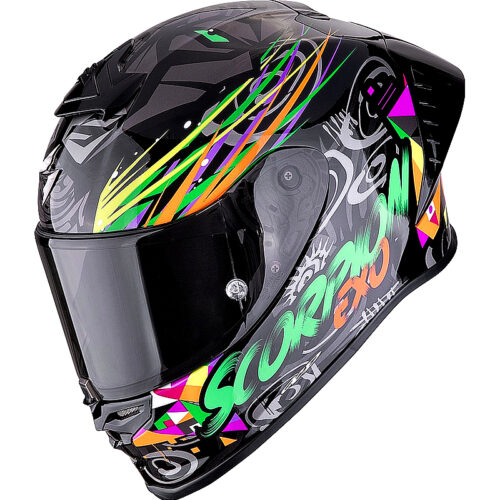 Casco integral Scorpion Exo R1 Evo II Air negro/verde/naranja