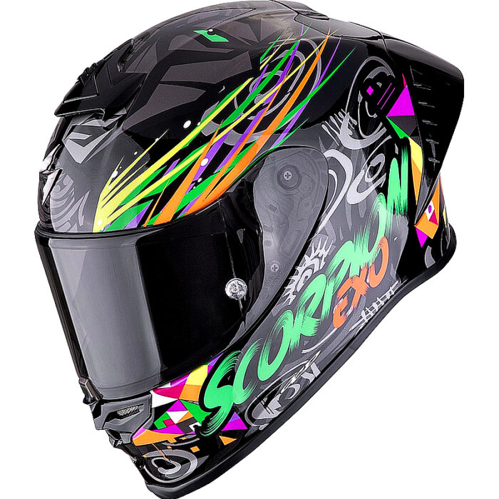 Casco integral Scorpion Exo R1 Evo II Air negro/verde/naranja
