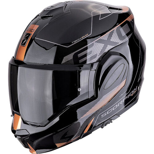 Casco abatible Scorpion Exo Tech Evo negro/cobre ML